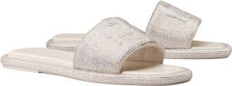 Tory Burch Double T Pav&eacute; Slide Sandal in Pearl Powder at Nordstrom, Size 10.5