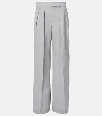 Brunello Cucinelli Linen-blend wide-leg pants