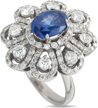 Luxury Bazaar 18K White Gold 1.40ct Diamond and Sapphire Ring MF26-051526