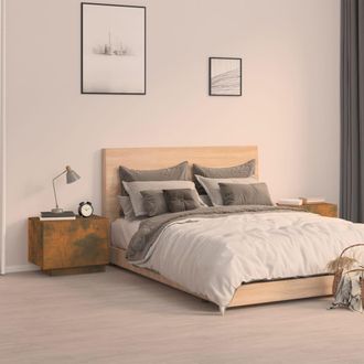 vidaXL Vidaxl - Mesita De Noche Madera Contrachapada Roble Ahumado 100x35x40 Cm