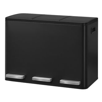 Songmics Cubo de basura de 3 x 15 l con pedal para cocina de color negro