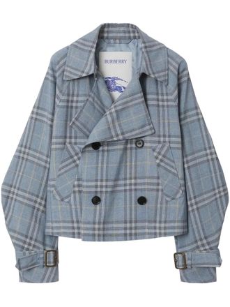 Burberry Geruite trenchcoat - Blauw