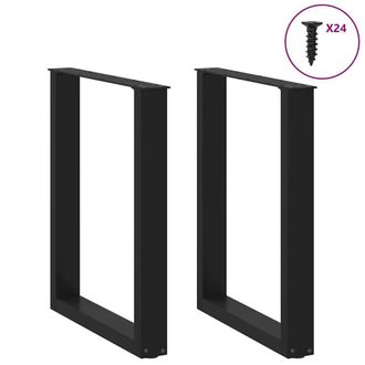 Berkfield Home Modern Coffee Table Legs U-Shaped 2 pcs Black 60x(72-73) cm Steel