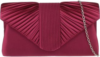 Girly HandBags Womens Pleated Satin Clutch Bag Medium Burgundy