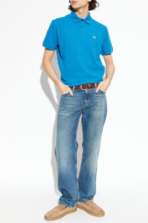 Etro Polo With Embroidered Logo, Mens, Blue