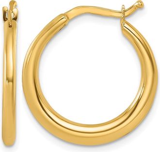Diamond2Deal 14K Yellow Gold Tapered 2.2mm Round Shape Hoop Earrings