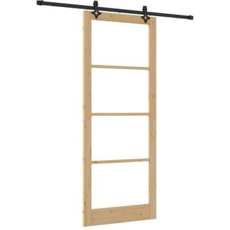 vidaXL Puerta Corrediza Orkdal Marr&oacute;n 93 X 232 Cm Madera Y Metal Vidaxl