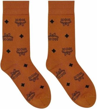 MCM Monogram Knit Socks in Cognac at Nordstrom, Size Medium