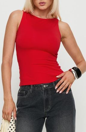 Princess Polly Lose Your Number Jersey Tank in Red at Nordstrom, Size 12