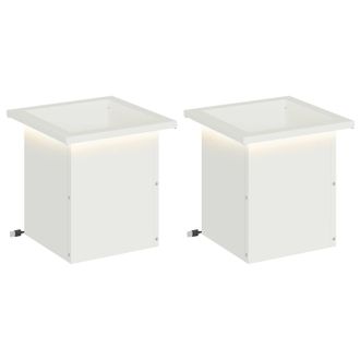 vidaXL Jardinera Para Jard&iacute;n Con Luces Led 2 Uds. Blanco Vidaxl