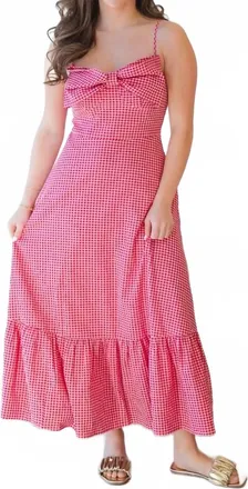 THML Clothing Womens Lily Bow Gingham Dress In Red