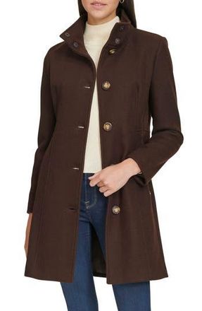 Calvin Klein Stand Collar Coat in Chocolate at Nordstrom Rack, Size Medium