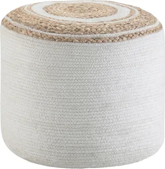 Simpli Home Serena Boho Round Braided Pouf