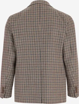 Tagliatore Mens Wool Jacket With Check Pattern Multicolour