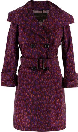 Louis Vuitton Purple Leopard Print Trench Coat Size XS