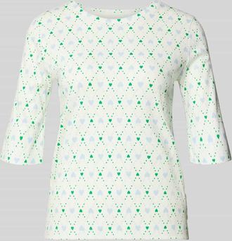 Marc Cain Regular Fit Longsleeve mit Allover-Motiv-Print in Offwhite, Gr&ouml;&szlig;e 34
