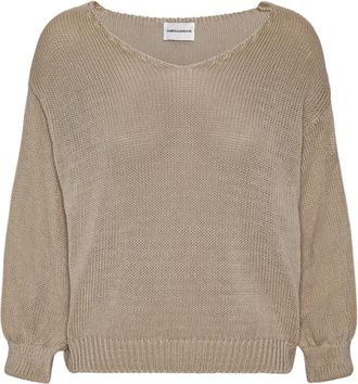 Americandreams Milana LS Light Cotton Knit - Dames - Ronde hals truien - Bruin - XL - Katoen - Truien & Vesten