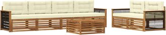 vidaXL Conjunto De Sof&aacute;s De Exterior 7 Uds. Natural Y Crema Vidaxl