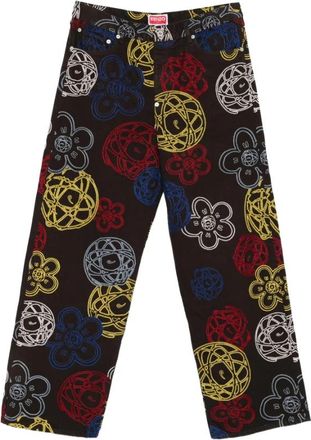 Kenzo Bloemenborduurwerk denim shorts - Heren - Wijde Broeken - Veelkleurig - W33 - Denim - Broeken