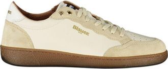 Blauer Witte Leren Heren Sneakers