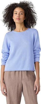 Eileen Fisher Jewel Neck Sweater Womens Sweater Bellflower : LG, Chenille/Cotton