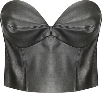 DESA 1972 Top a bustino in pelle - Nero