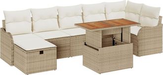 vidaXL Garden Sofa Set with Storage 8 pcs Beige Poly rattan vidaXL