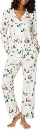 Bedhead Pajamas Print Stretch Organic Cotton Pajamas in Ski Pups at Nordstrom, Size Large