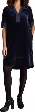 White Stuff June Velvet Dress In Navy