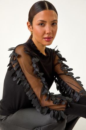 Roman Sheer Feather Sleeved Jumper
