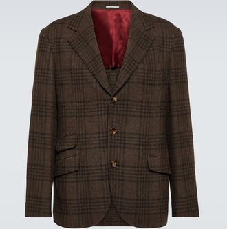 Brunello Cucinelli Tartan wool, silk, and cashmere blazer