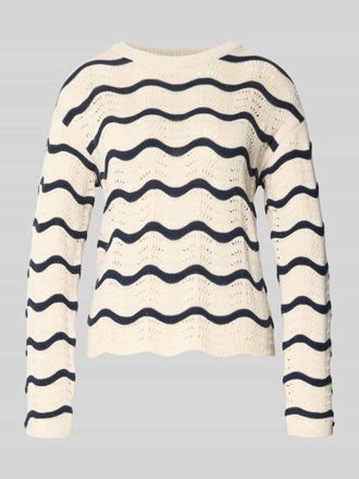 Vila Regular Fit Pullover in Strick-Optik Modell Wave in Marine, Gr&ouml;&szlig;e XL