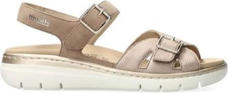 Mephisto Wijde pasvorm beige sandaal voor vrouwen - Dames - Sleehakken - Beige - 38 EU - Su&egrave;de - Schoenen