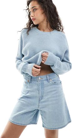 Levi's Pantaloncini di jeans ampi a vita alta azzurri-Blu