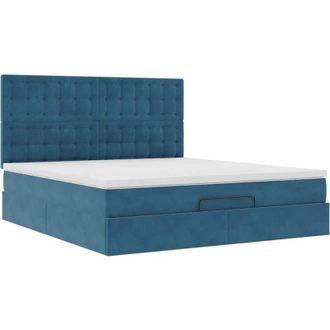 vidaXL Vidaxl - Estructura De Cama Otomana Colchones Terciopelo Azul Oscuro