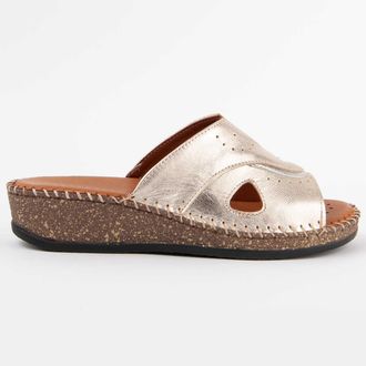 Purapiel Womens Wedge Sandal Leida3 Gold Leather - Size EU 39