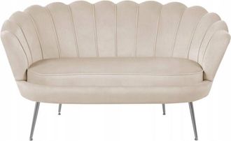 OEM Sof&aacute; De Dos Plazas De Terciopelo Claro Beige Tapizado Furnitex