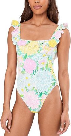 Lilly Pulitzer Aemma Ruffle One Piece Womens Swimsuits One Piece Lilly Garden : 10, Nylon/Spandex