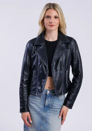 Freaky Nation Lederjacke FREAKY NATION Lederjacke-FN, Damen, Gr. M (38), schwarz, Oberstoff: 100% Leder; Futter: 100% Baumwolle, normal, Jacken Lederjacke