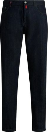 Kiton Stretch Katoenen Broek - Heren - Regular Fit Jeans - Blauw - W40 - Katoen - Jeans