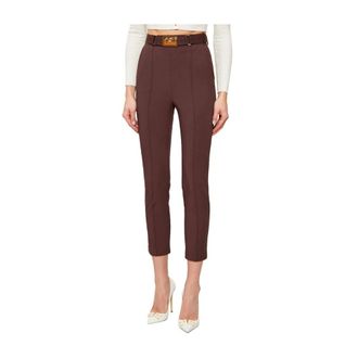 Elisabetta Franchi Dames, Broeken, Bruin, Maat: XL Polyamide