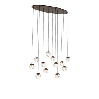 QAZQA Dise&ntilde;o L&aacute;mpara Colgante De Dise&ntilde;o Bronce Oscuro Con Cristal Transparente 12 Luces - Inge Vidrio Adecuado Para Led Max. 12 X 5 Watt - Qazqa