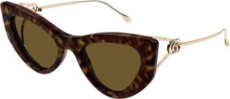 Gucci Cat-eye Zonnebril - Dames - Accessoires - Bruin - Maat: 52 MM
