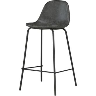 Rendez-Vous D&eacute;co Rendez-vous D&eacute;co - Silla Para Isla Central 65 Cm De Cuero Sint&eacute;tico Gris/negro - Henrik
