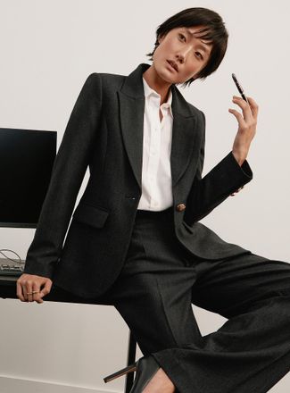 Contemporaine Womens Crest-button luxurious twill Blazer Jacket