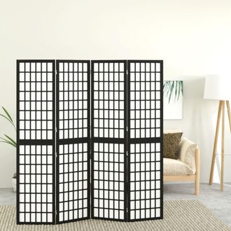 vidaXL Vidaxl - Biombo Plegable Con 4 Paneles Estilo Japon&eacute;s Negro 160x170 Cm