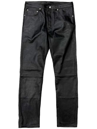 Purple straight-leg leather trousers - Black