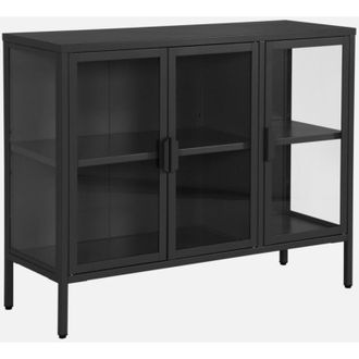 Sweeek Credenza industriale in metallo e vetro temperato 3 ante, 100cm