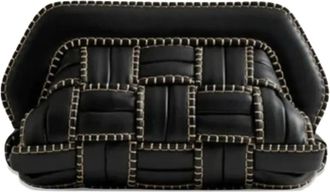 Themoirè Clutch con cuciture - Nero