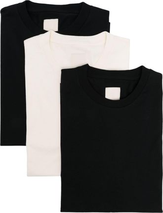 Emporio Armani logo-patch cotton T-shirts (pack of three) - men - Organic Cotton - S - Black
